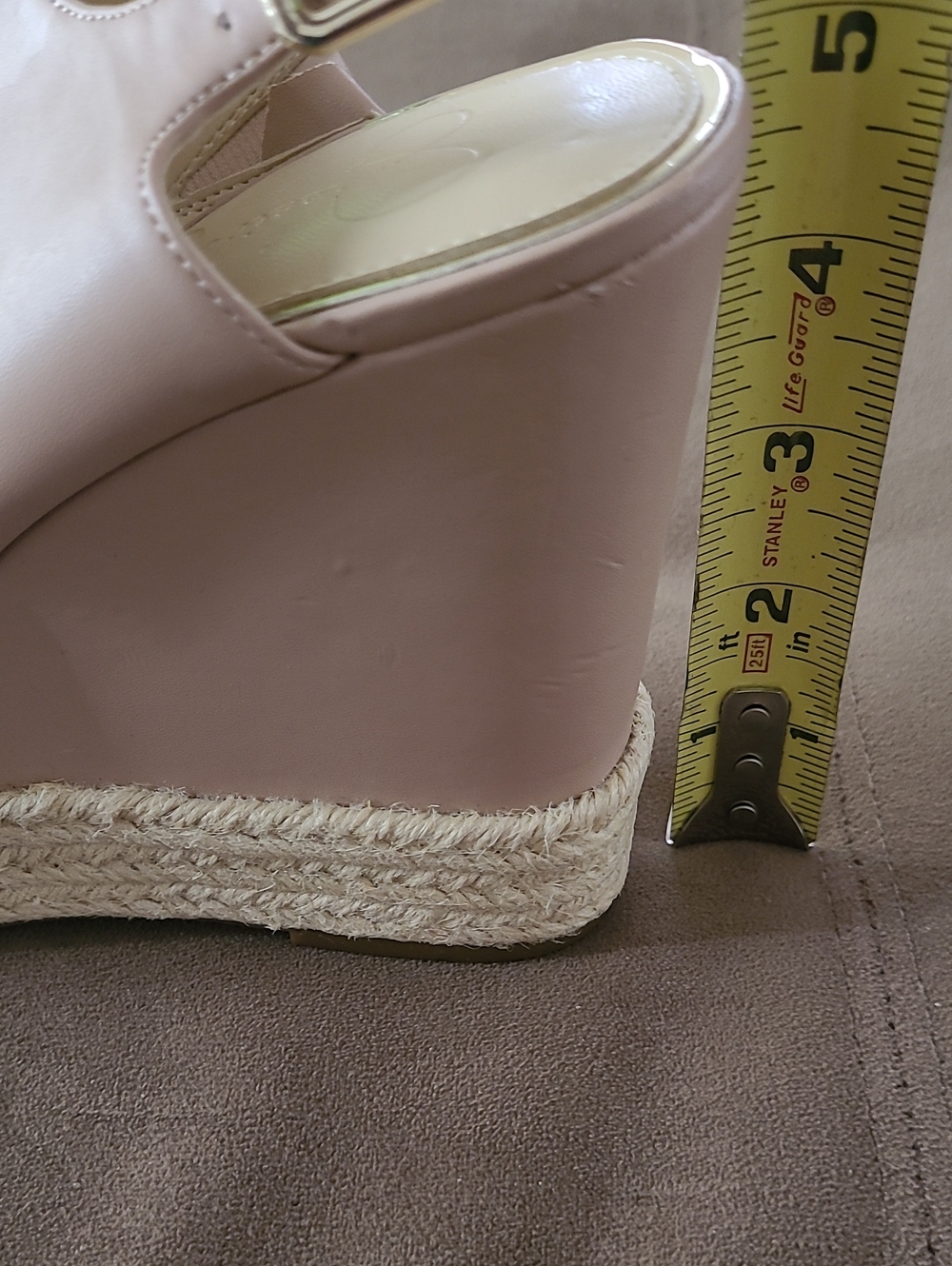 Jessica Simpson Women’s Pink/Nude Espadrille Wedge Sandals with Clear Strap 7.5 - Picture 8 of 9